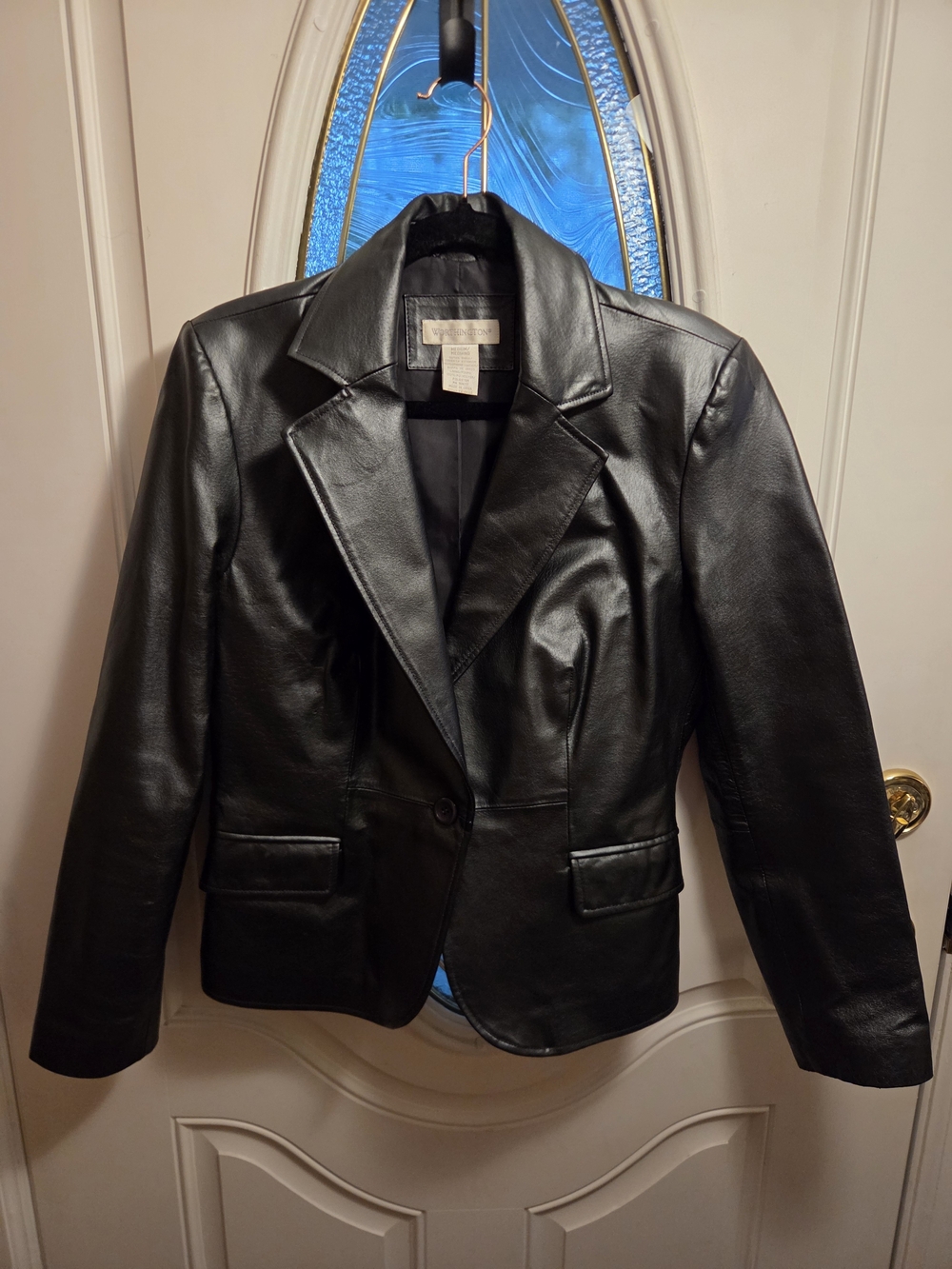 Worthington Black Leather Blazer - Tailored Notch Lapel